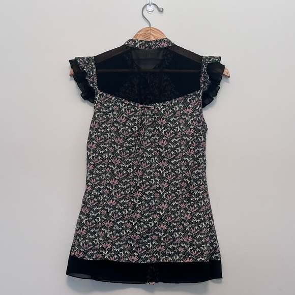 Short Cap Sleeve Button-up Blouse - Picture 2 of 2